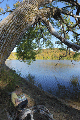 2-1-girl-reading-at-Maplewood-State-Park-photo